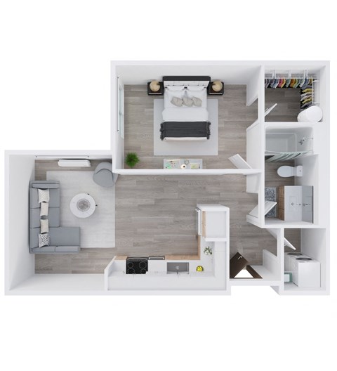 Harbor Sky Apartments in Portland, Oregon 1x1 E Floor Plan